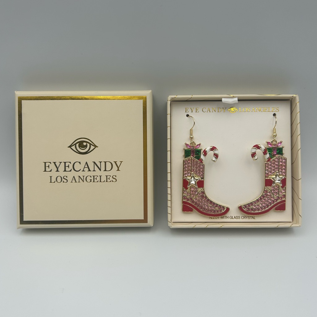 New Eye Candy La Cowgirl Boot Christmas Earrings 25$